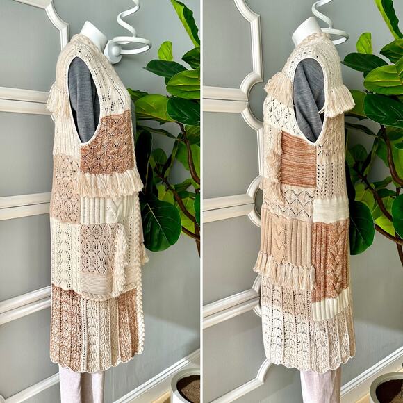 Alice + Olivia Perry Patchwork Wool Maxi Sweater Vest Size Large - Picture 6 of 12